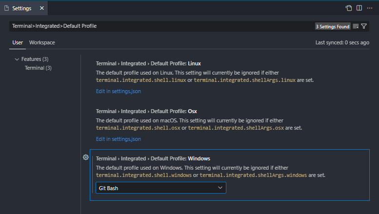 Windows VSCode Default Shell